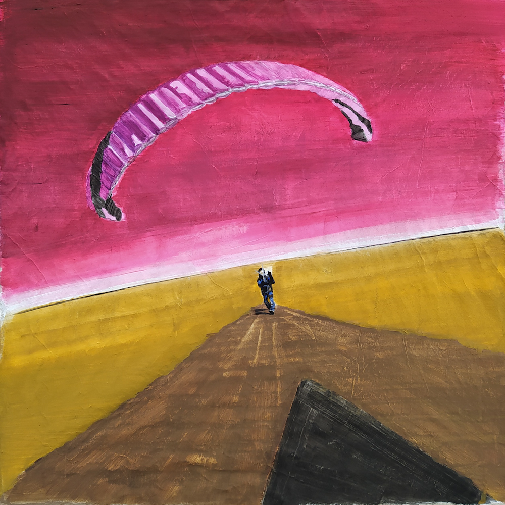 Daniel Cuadrado (Spanish, b 1975) Parachute VIII, War (Parachute serie), 2022. Gouache and graphite on gessoed Xuan paper, 53 x 53 cm (20.9 x 20.9 in)