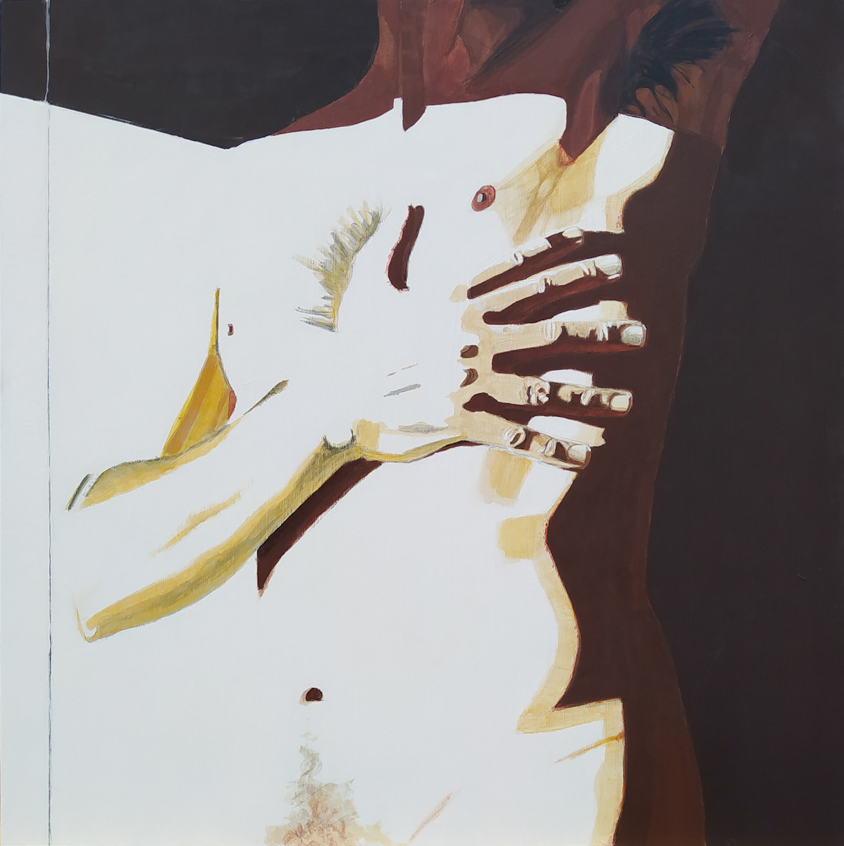 Daniel Cuadrado (Spanish, b 1975) Six fingers (seis dedos), 2022. Raw pigment and charcoal on gessoed wood panel, 90 x 90 cm (35.4 x 35.4 in)
