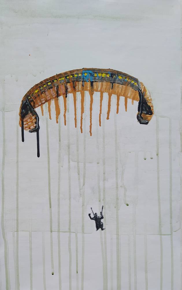 Daniel Cuadrado (Spanish, b 1975) Parachute VI (Parachute serie), 2022. Raw pigment and charcoal on gessoed paper, 51,6 x 32 cm (20.3 x 12.6 in)