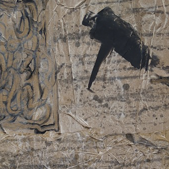(DETAIL) Daniel Cuadrado and daughters (Spanish, b 1975, 2011, 2015) Manifesto, 2022. Acrilyc ink on paper on porexpan, 130 x 60 cm (51.2 x 23.6 in)
