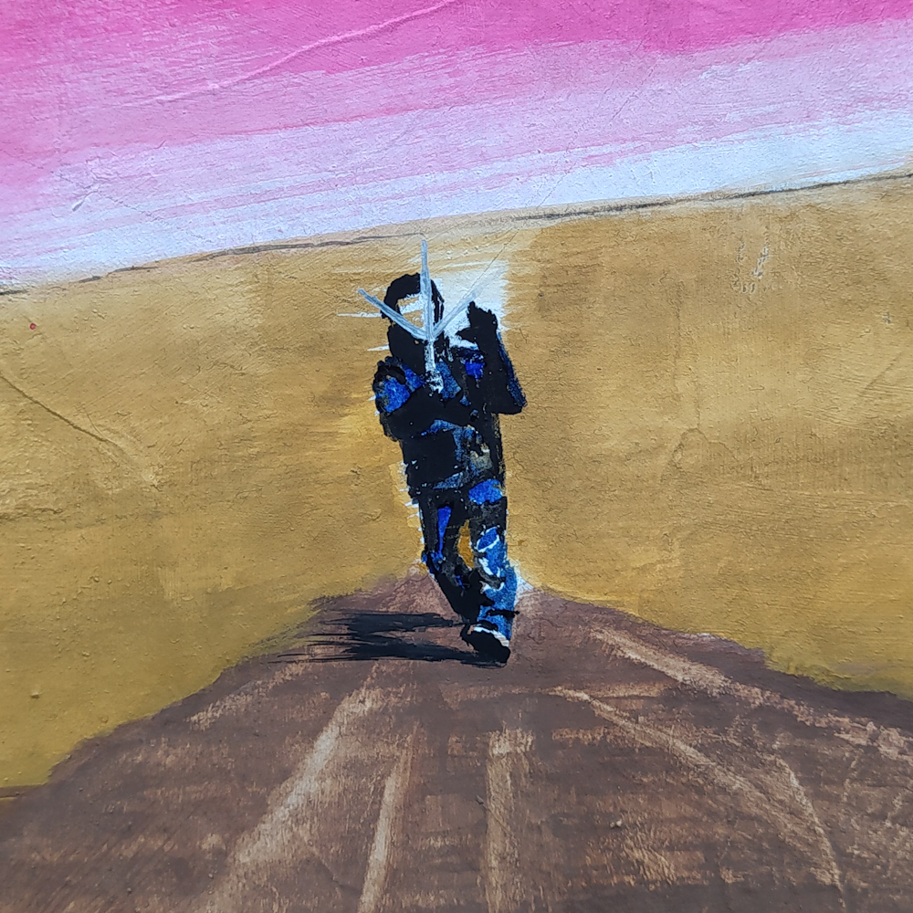 (DETAIL) Daniel Cuadrado (Spanish, b 1975) Parachute VIII, War (Parachute serie), 2022. Gouache and graphite on gessoed Xuan paper, 53 x 53 cm (20.9 x 20.9 in)