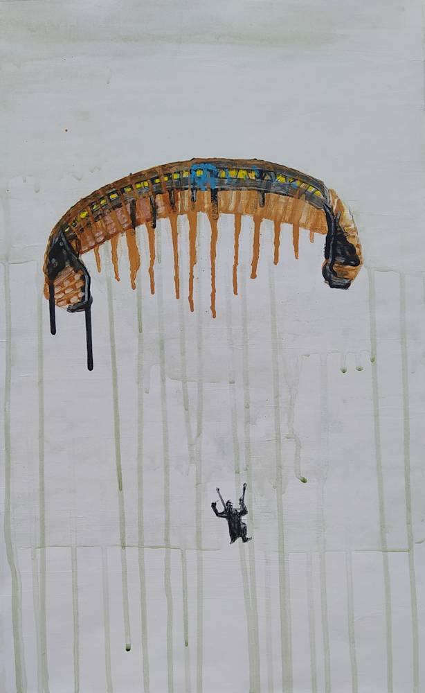 Daniel Cuadrado (Spanish, b 1975) Parachute VI (Parachute serie), 2022. Raw pigment and charcoal on gessoed paper, 51,6 x 32 cm (20.3 x 12.6 in)