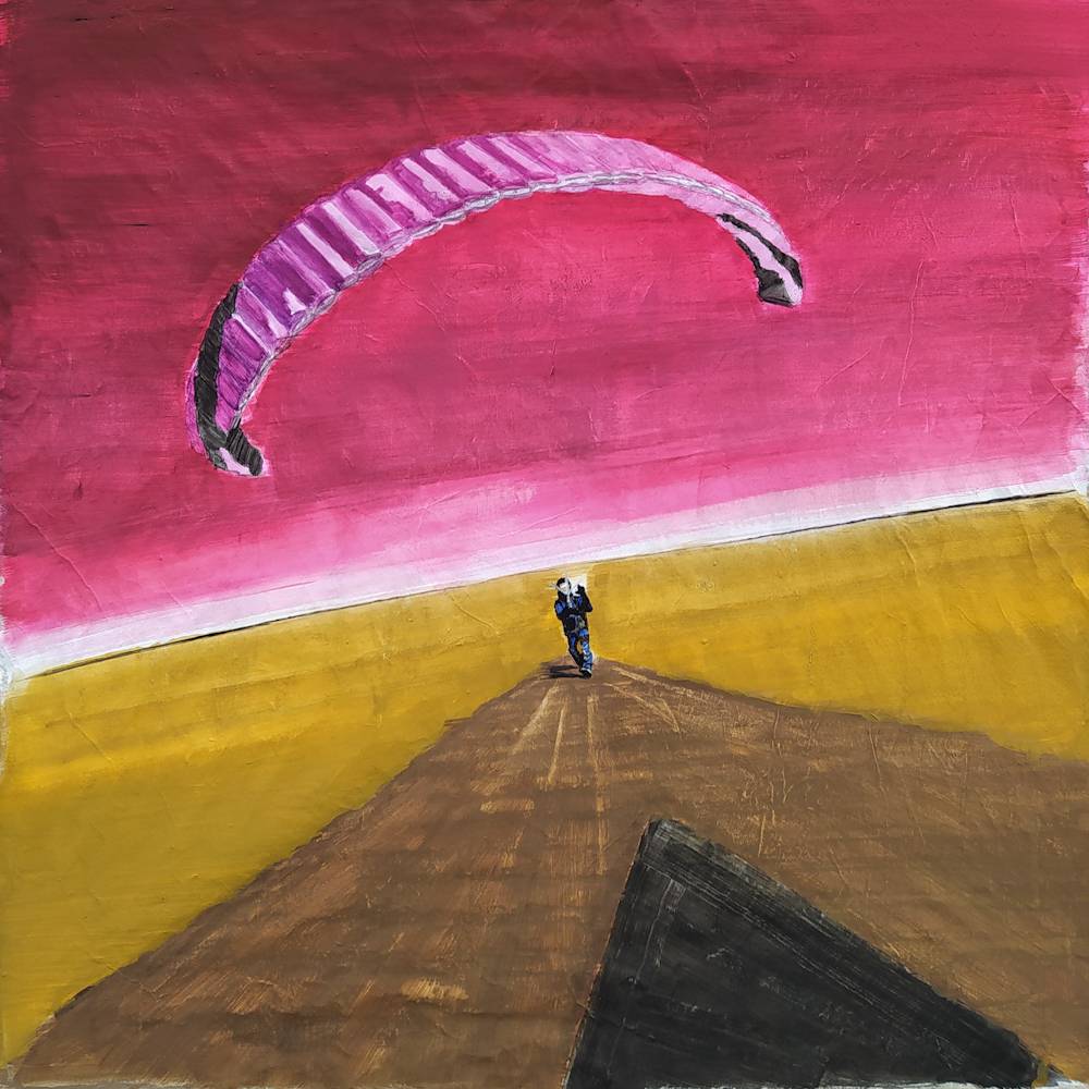 Daniel Cuadrado (Spanish, b 1975) Parachute VIII, War (Parachute serie), 2022. Gouache and graphite on gessoed Xuan paper, 53 x 53 cm (20.9 x 20.9 in)